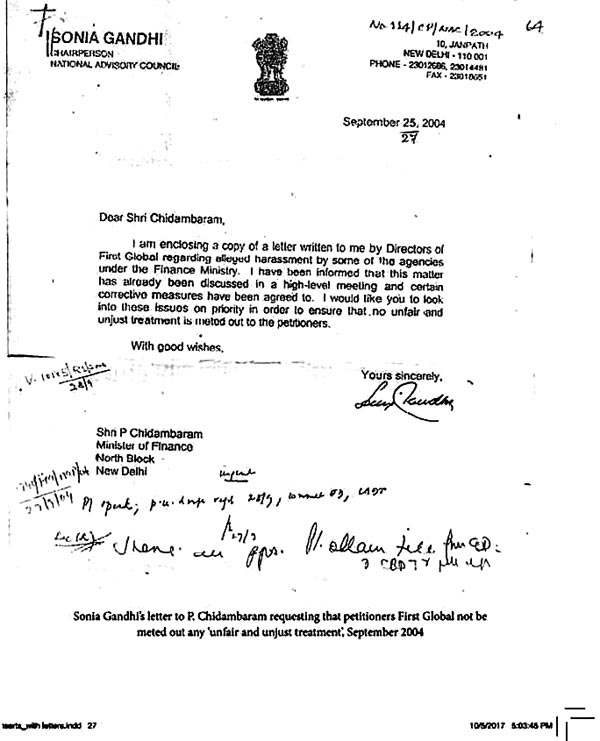 Sonia Gandhi writes Letter
