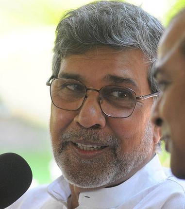 Nobel laureate Kailash Satyarthi interacting with mediapersons at Press Club in Hyderabad on Friday