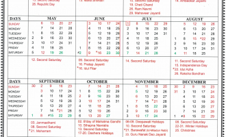 Rajasthan High Court Calendar,2018