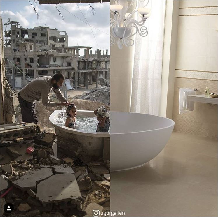 Princess Bathing vs Palace empty - Two Worlds by Turkish Artist Uğur Gallenkuş