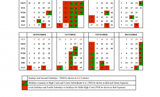 Delhi High Court Calendar, 2021