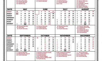 Rajasthan High Court Calendar, 2021