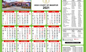 Manipur High Court Calendar, 2021