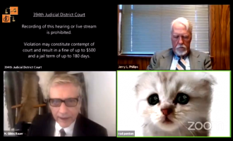 Lawyer with cat filter, pic by twitter