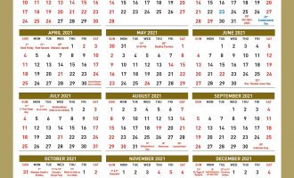 Meghalaya High Court Calendar, 2021