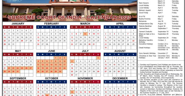 Supreme Court Calendar, 2023