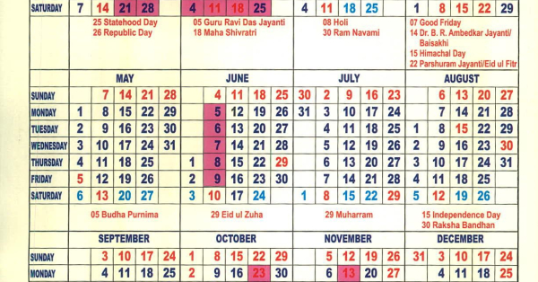Himachal Pradesh High Court Calendar, 2023