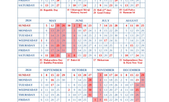 Bombay High Court Calendar, 2024