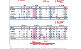 Himachal Pradesh High Court Calendar, 2024