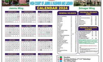 Jammu and Kashmir and Ladakh High Calendar 2024