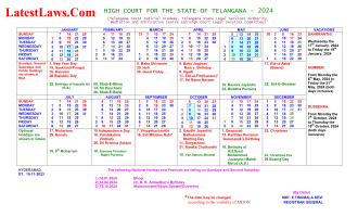 Telangana High Court Calendar, 2024